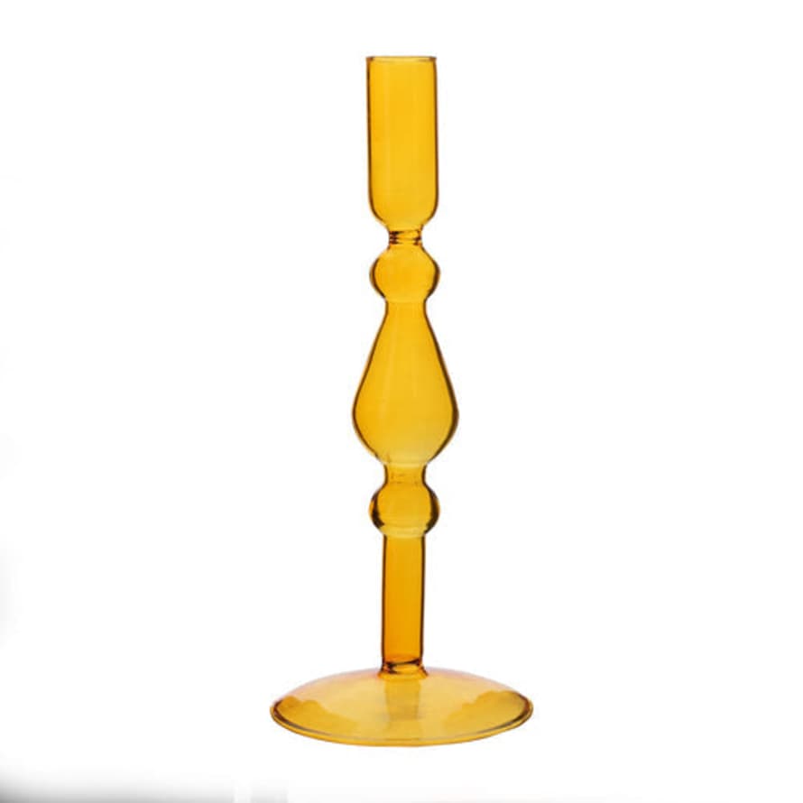 Hestia  Glass Candle Holder Ochre - 26 X 9cm