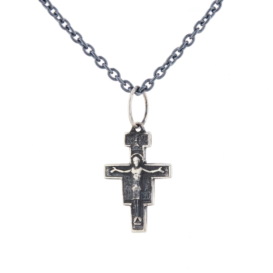 Window Dressing The Soul Oxidised 925 Silver Cross With Jesus Necklace