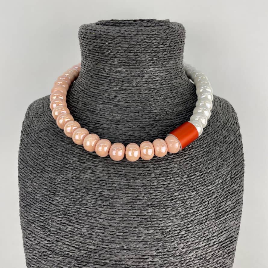 Christina Brampti Pale Coral Necklace with Aluminium and Ceramic Beads