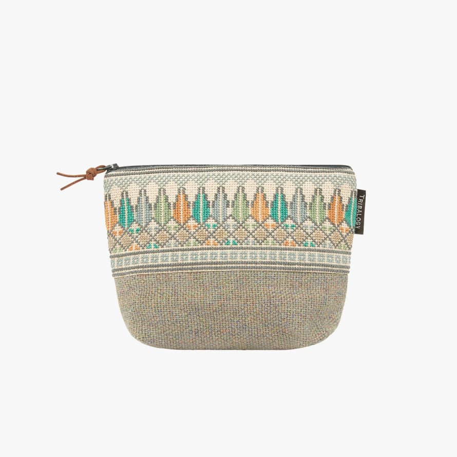 Yadawee Hand Embroidered Grey Make Up Pouch