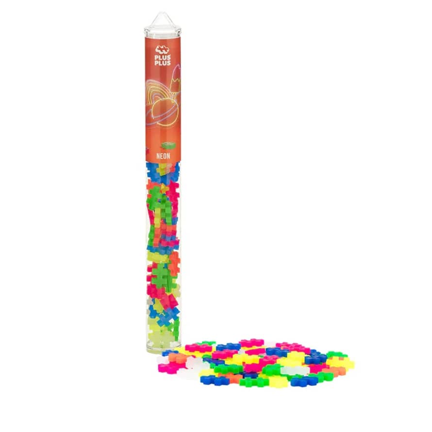 Plus Plus 100 pieces to build Neon Puzzle Tube