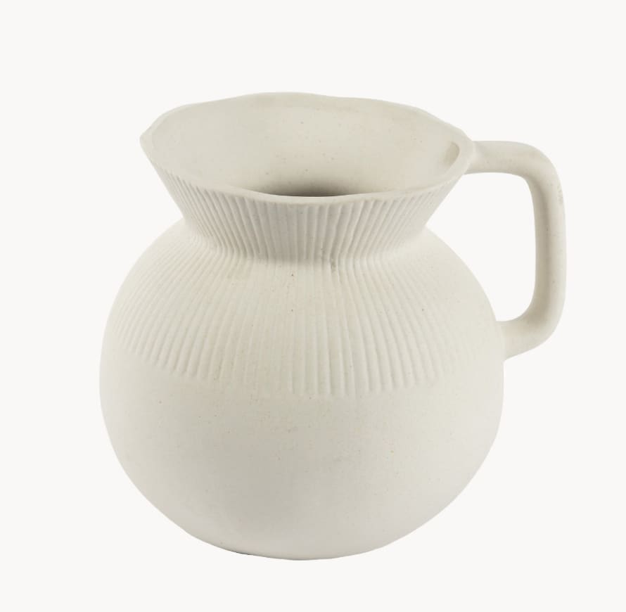 Cream Unglazed Handled Vase / Jug