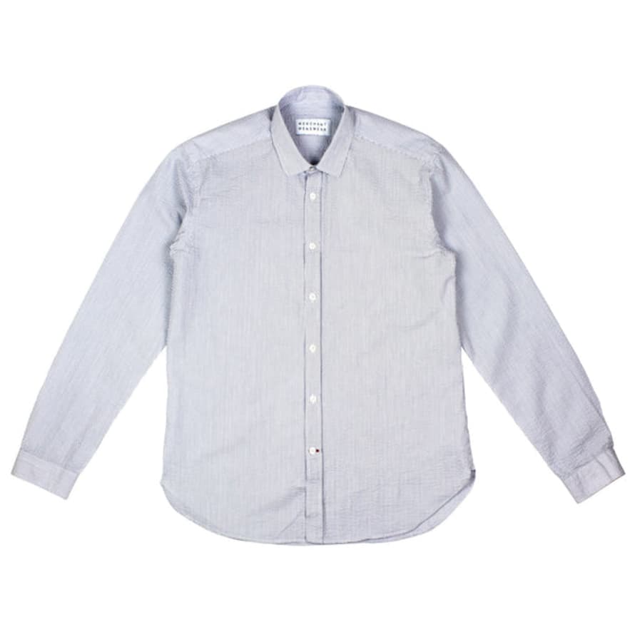 Trouva: Mercante Seersucker Stripe Shirt Carrara White