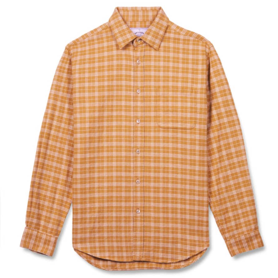  Portuguese Flannel Marl Check Shirt Ginger Brown
