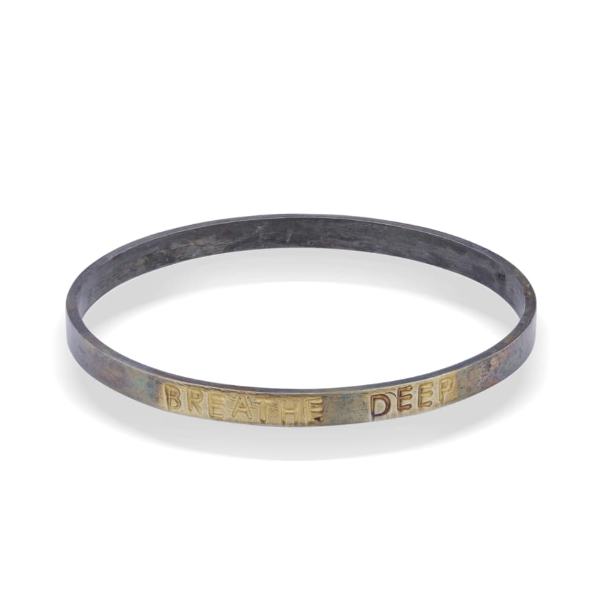 Window Dressing The Soul Wdts Oxidised Gold Plated Silver Bangle Breathe Deep