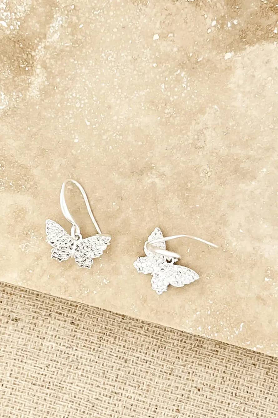 Envy Silver Diamante Butterfly Earrings
