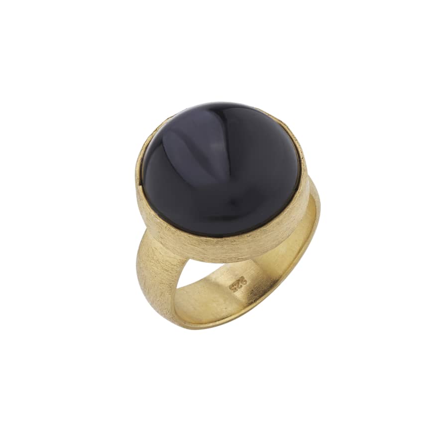 silver jewellery 925 Silver Gold Plated Onyx Ring