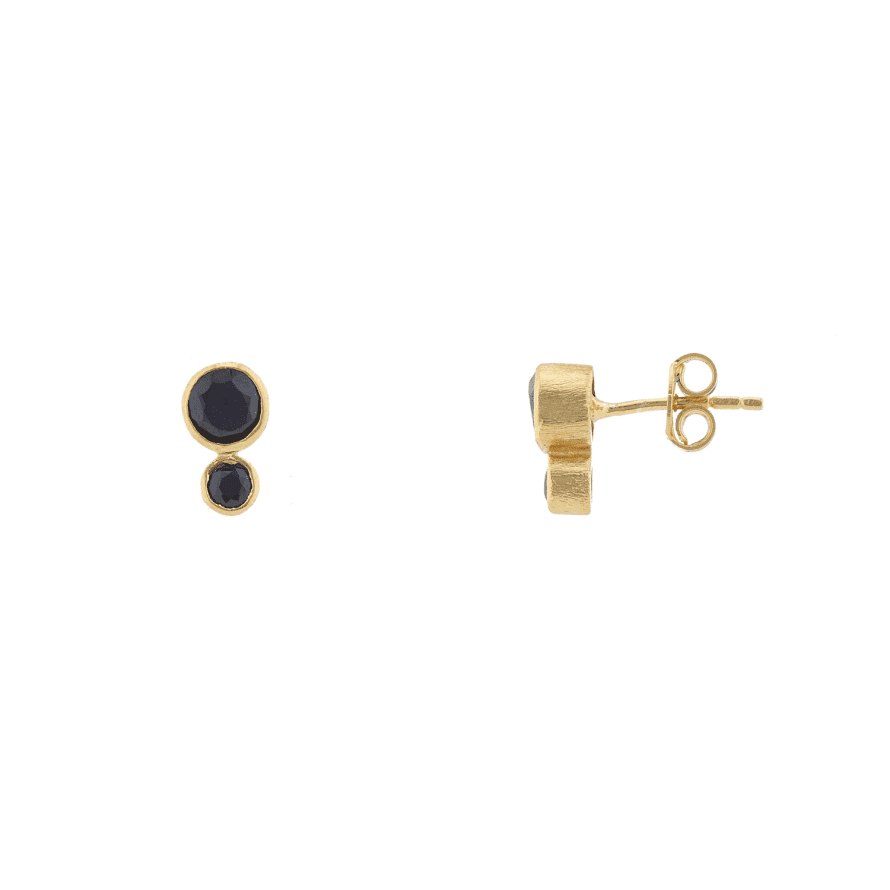 CollardManson Gold Plated Double Onyx Earrings