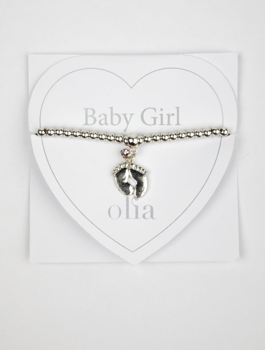 Olia Silver and Pink Baby Girl Bracelet