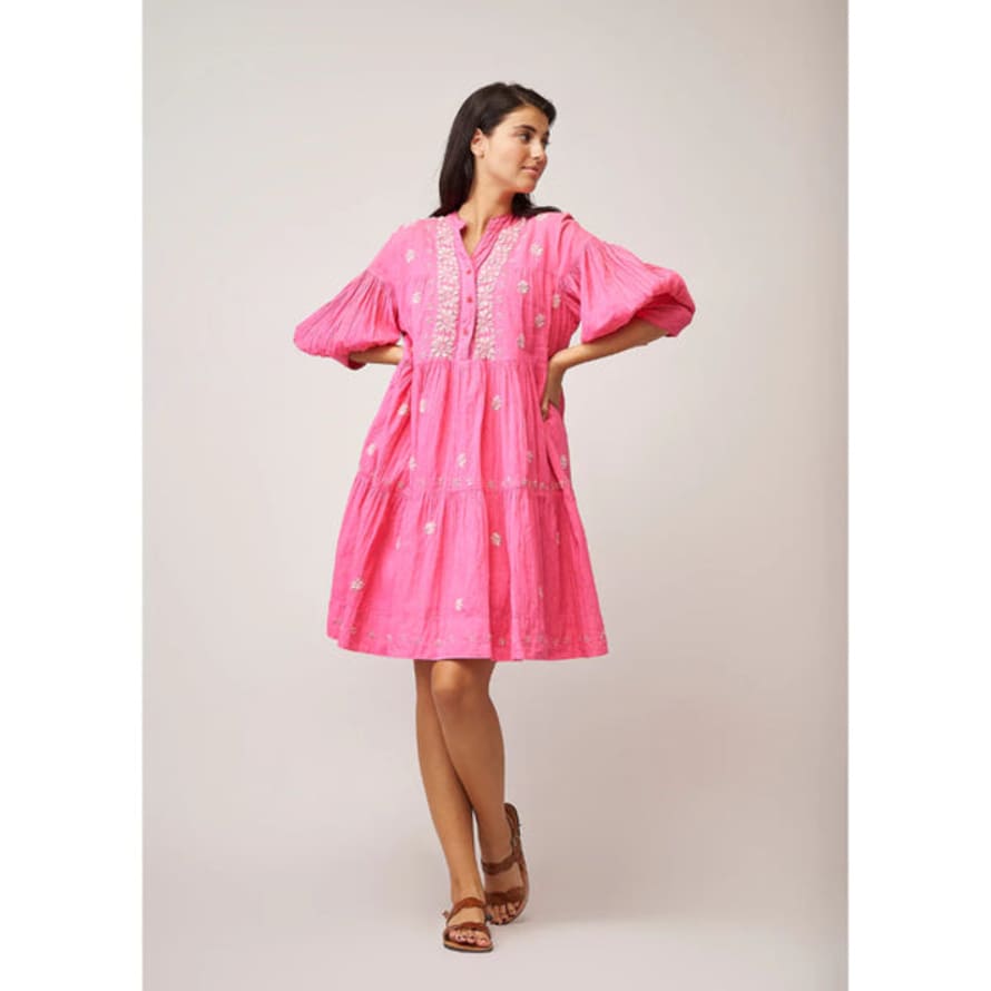 Handprint Dream Apparel Buta Dress In Pink
