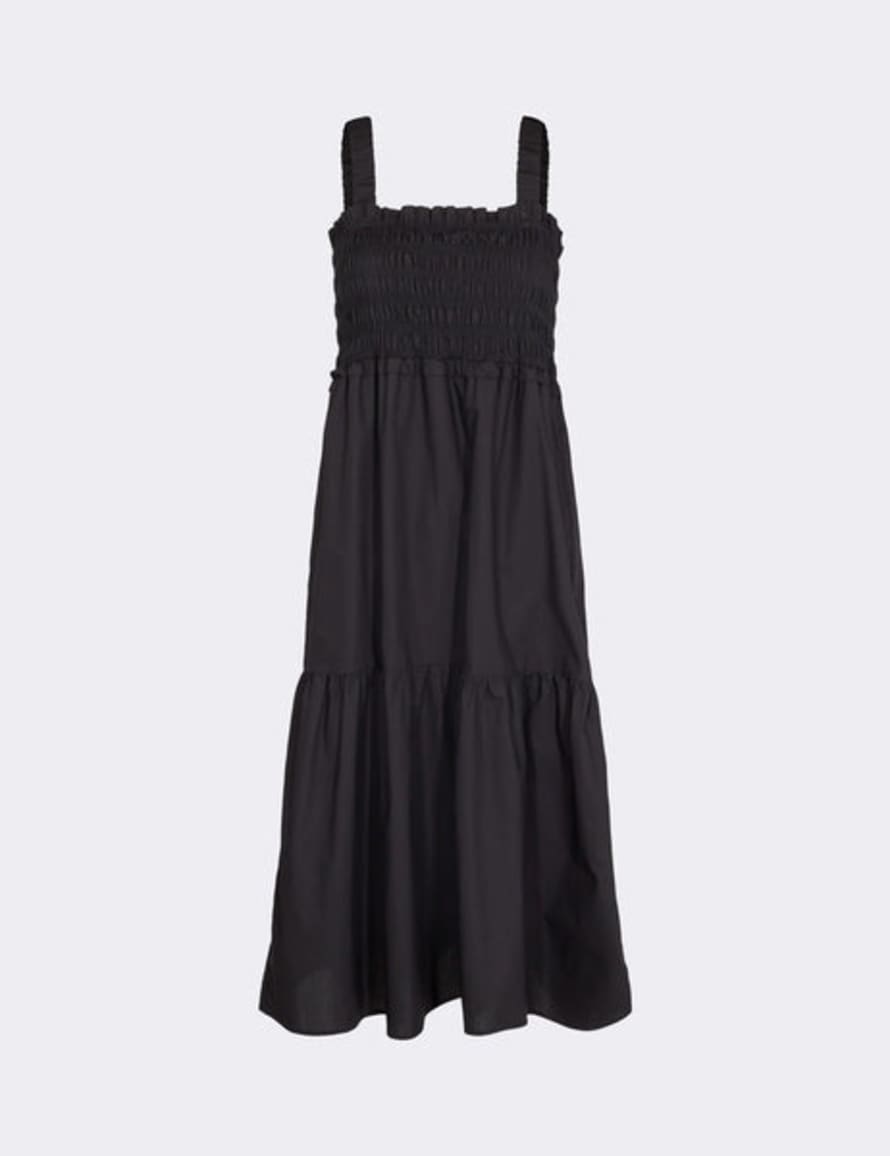 Levete Room Bradie Black Shirred Midi Dress
