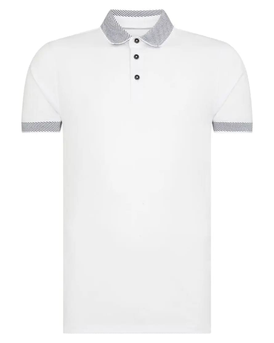 Remus Uomo Jacquard Collar Polo Shirt - White