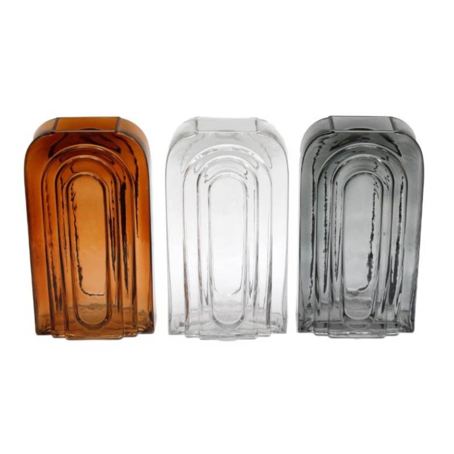 Temerity Jones Abstract Rainbow Arch Tall Glass Vase : Amber, Clear or Smoke 