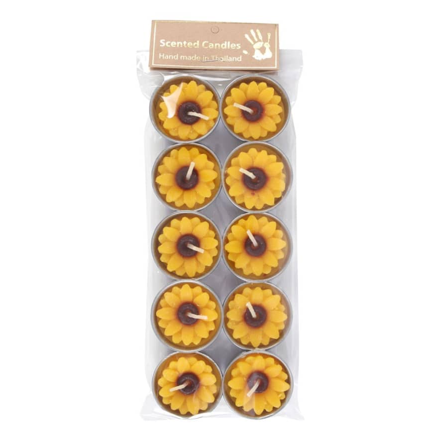 Something Different Yellow Sunflower Tealights Set Of 10