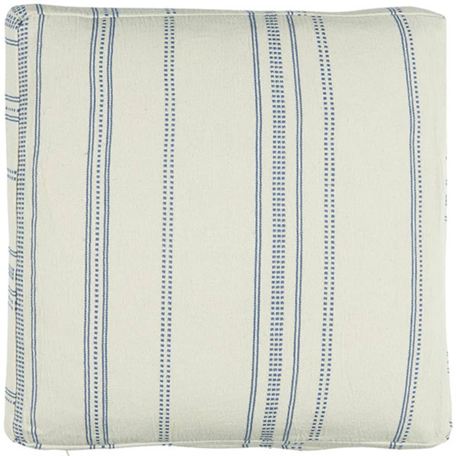 TUSKcollection Box Cushion Blue Woven Pattern