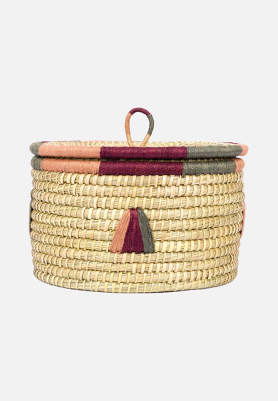 EL PUENTE Kaisa Grass Basket With Geometrical Pattern // Multicolored // Big