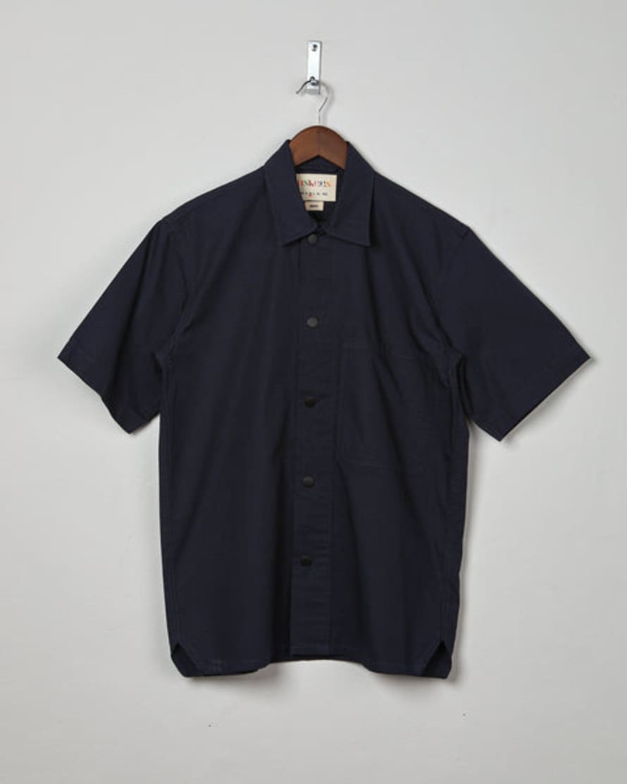 USKEES Men's Lightweight Organic Buttoned Short Sleeve Shirt - Midnight Blue