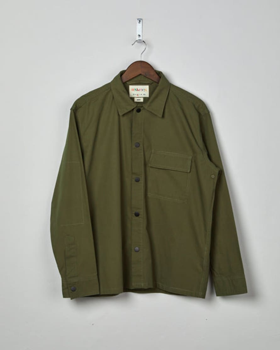 USKEES Men's Organic Lightweight Buttoned Overshirt - Olive