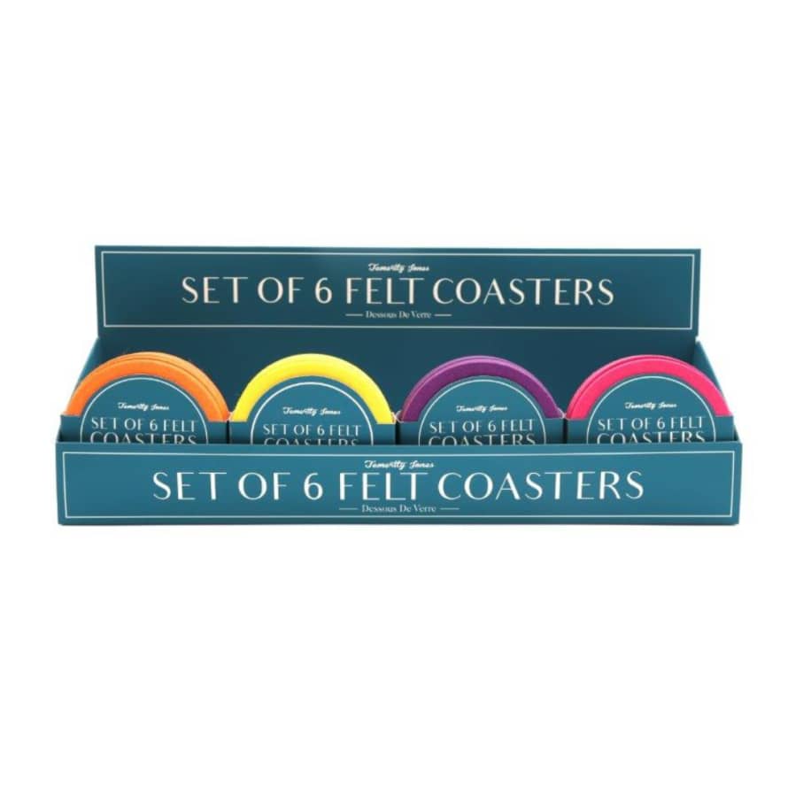 Temerity Jones Colour Pop Felt Coasters : Set of 6 - Orange, Yellow, Purple or Pink