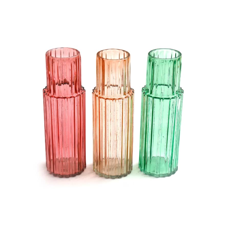 Temerity Jones Colour Pop Glass Ribbed Vase : Pink, Green or Peach
