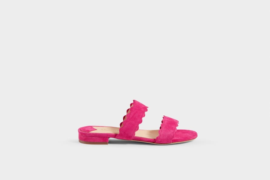 MADE THE EDIT Naomi Pink Suede Scallop Sandal