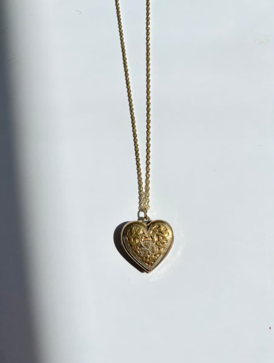 MISS KLECKLEY Self Love Heart Old Vintage Camafeo 18k Gold Plated Necklace