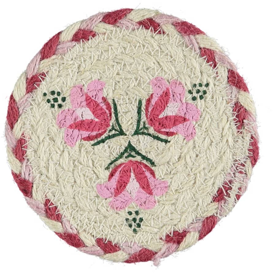 The Braided Rug Company Pink Lily Coasters - Set Of 6