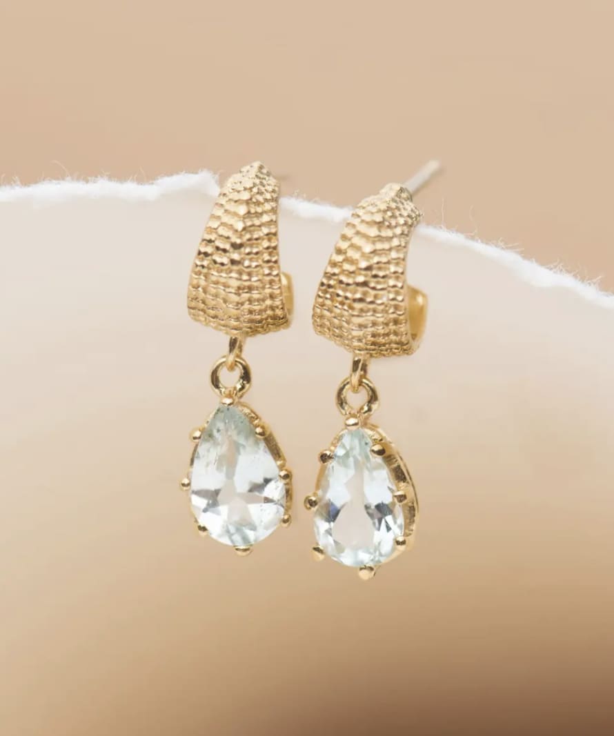 Zoe and Morgan  Fleur Gold Aquamarine Earrings 