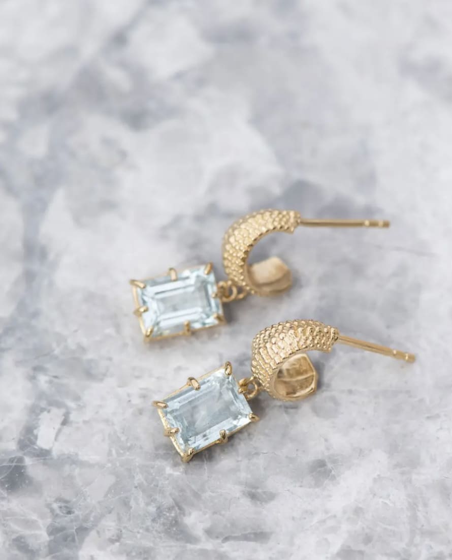 Zoe and Morgan  Blossom Gold Aquamarine Earrings 