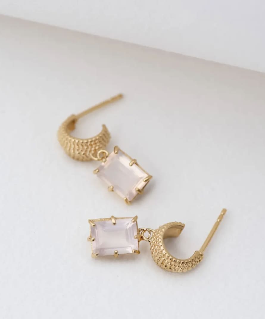 Zoe and Morgan  Blossom Gold Rose Quartz Earrings 