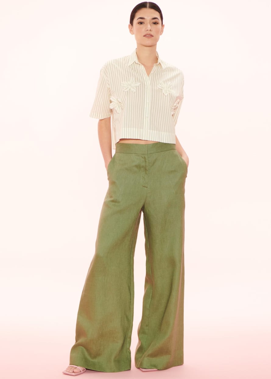 Apartment Clothing Sage Green Clemence Wide Leg Trousers