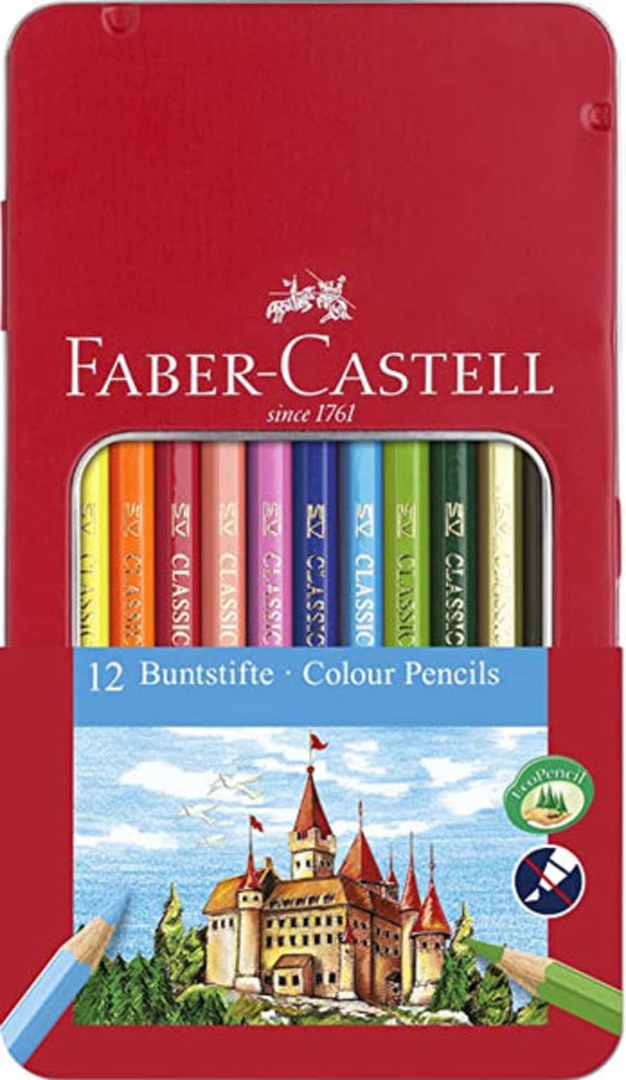 Faber Castell  Tin Of 12 Colour Pencils