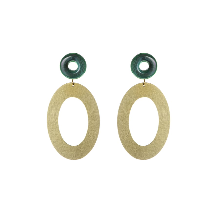 Just Trade  Magda Oval Studs - Teal