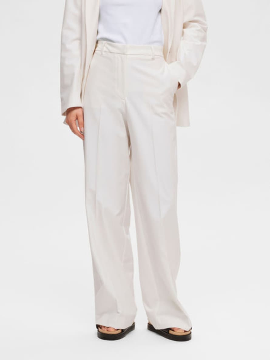 Selected Femme Wide Legged Trousers In Cream