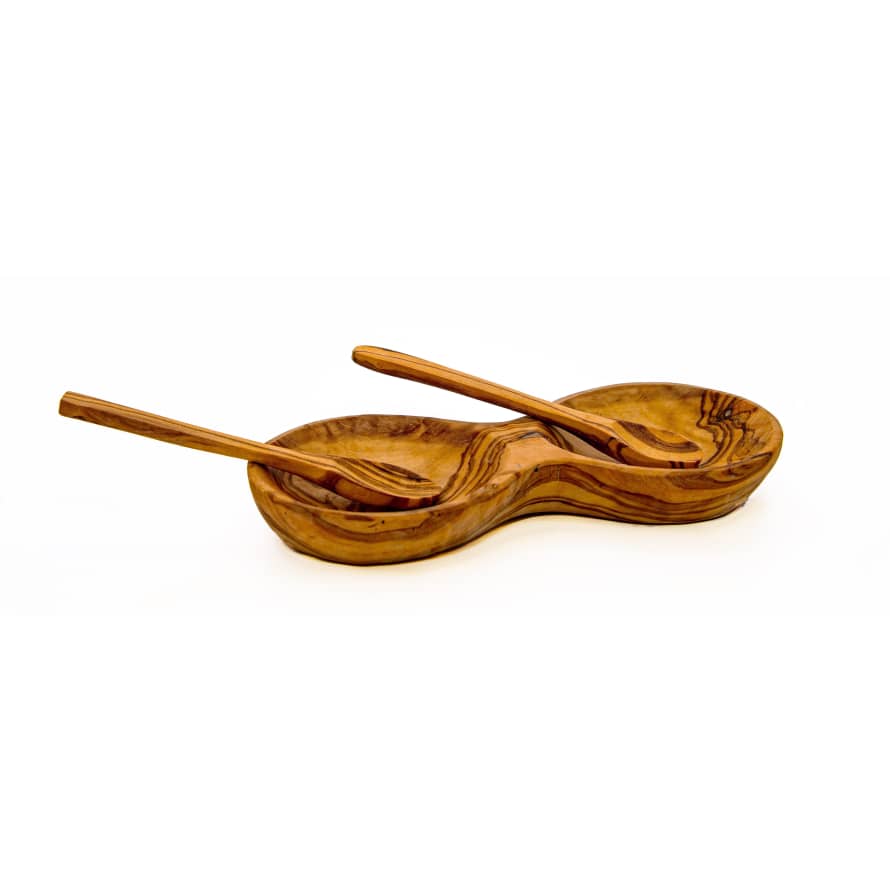 Naturally Med Olive Wood Condiment and Spoon Set