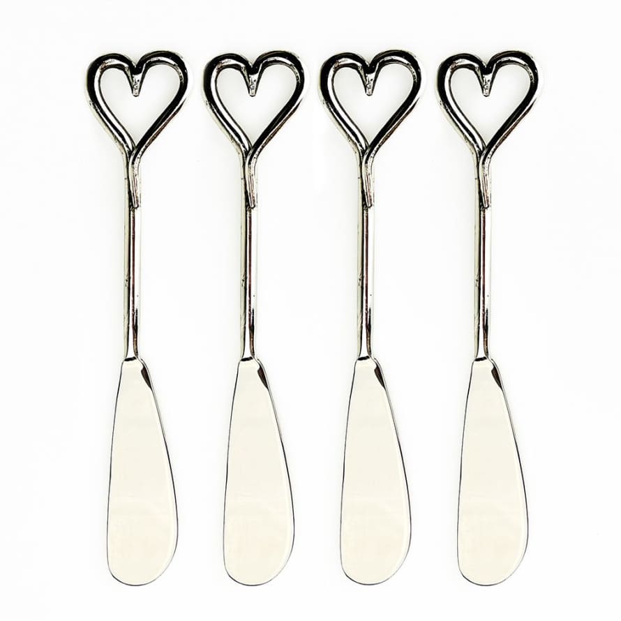 The Just Slate Company Set of 4 Love Heart Butter Knives
