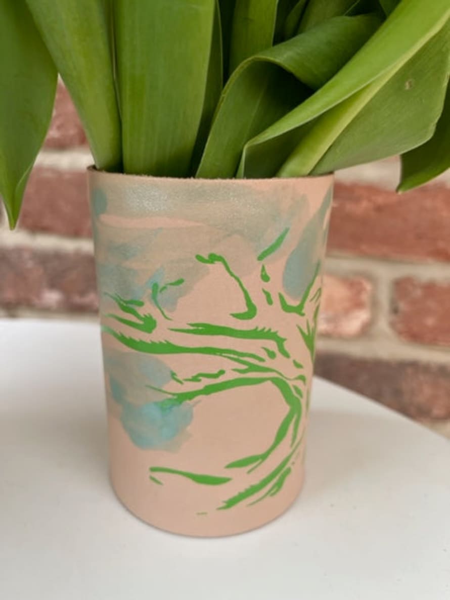 Ark Design Leather Pot Cover - Abstract Green