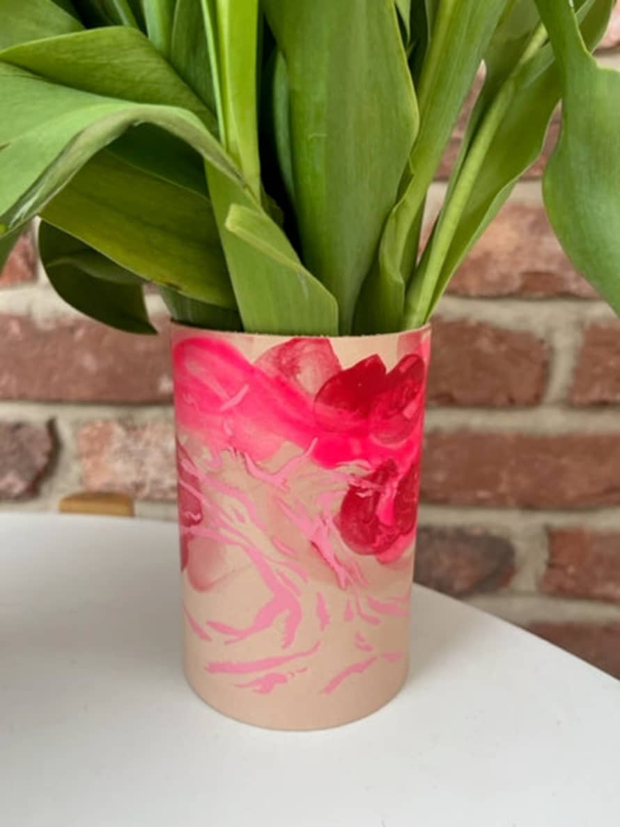 Ark Design Leather Pot Cover - Abstract Pink