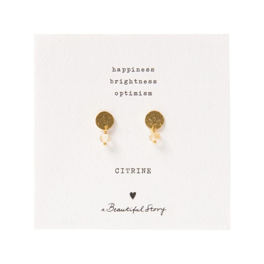 A Beautiful Story Mini Coin Citrine Gold Earrings