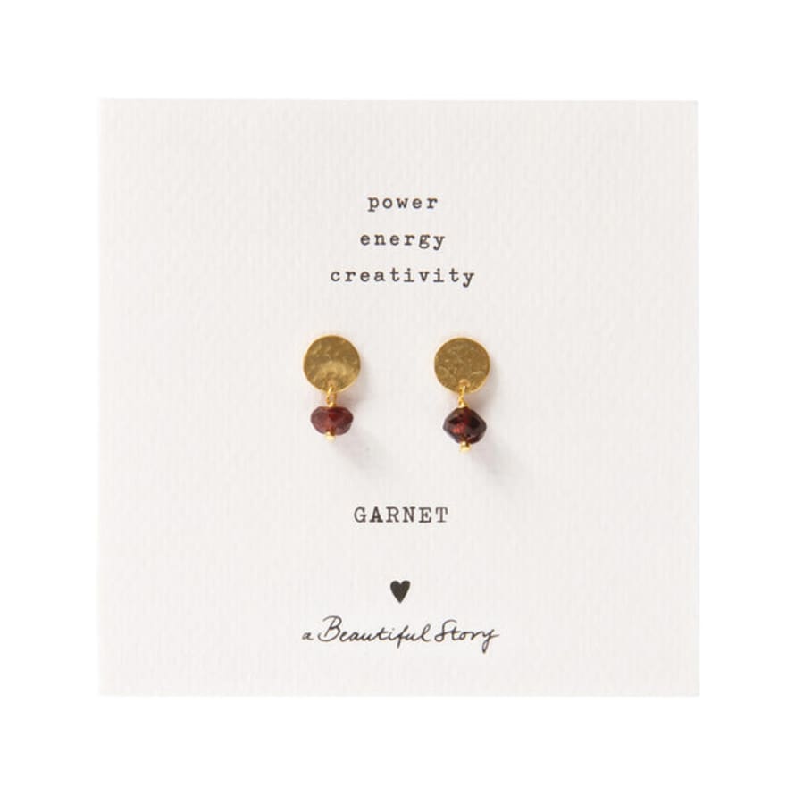 A Beautiful Story Mini Coin Garnet Gold Earrings
