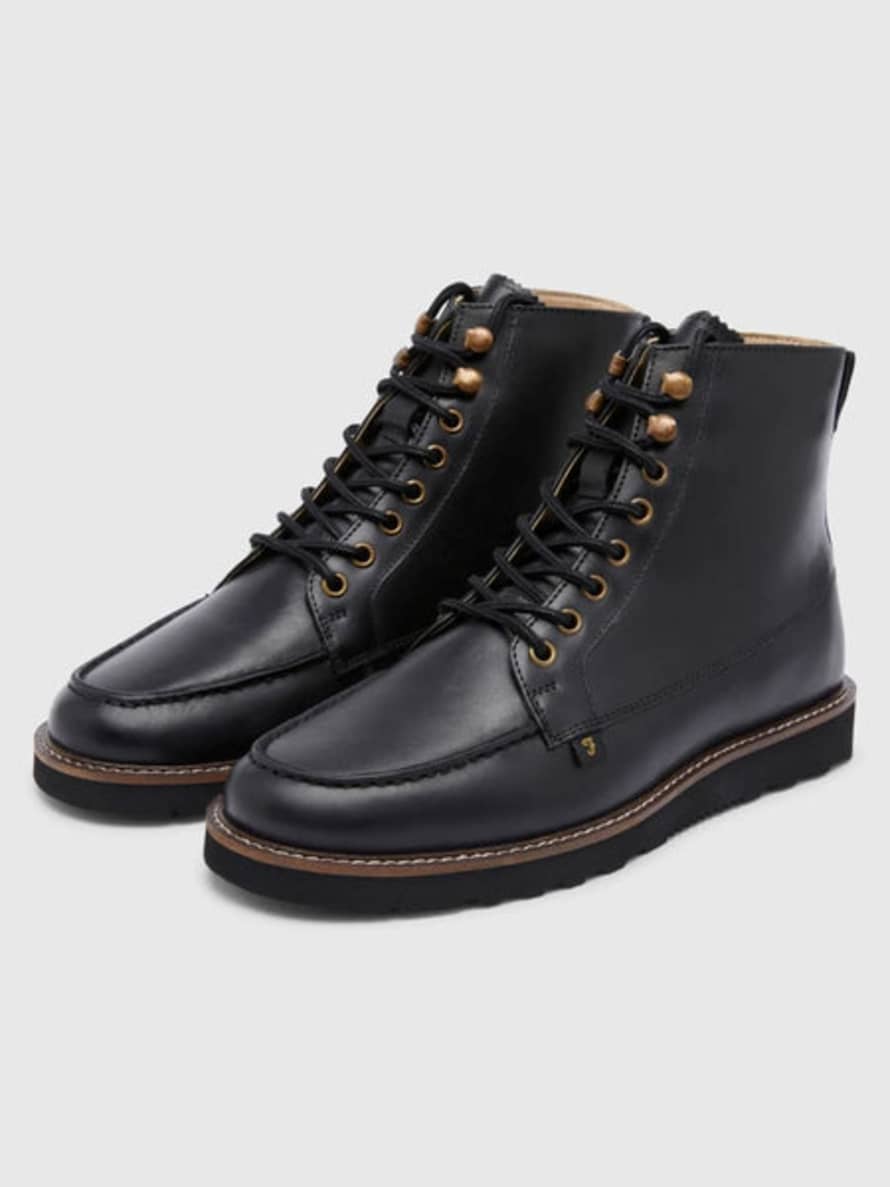 Farah Black Leather Pantego Boot 