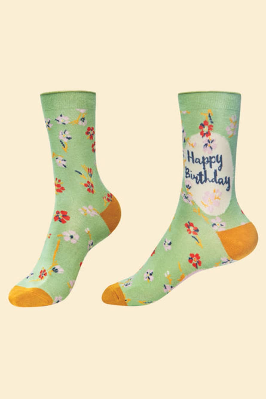 Powder Sage Happy Birthday Ankle Socks