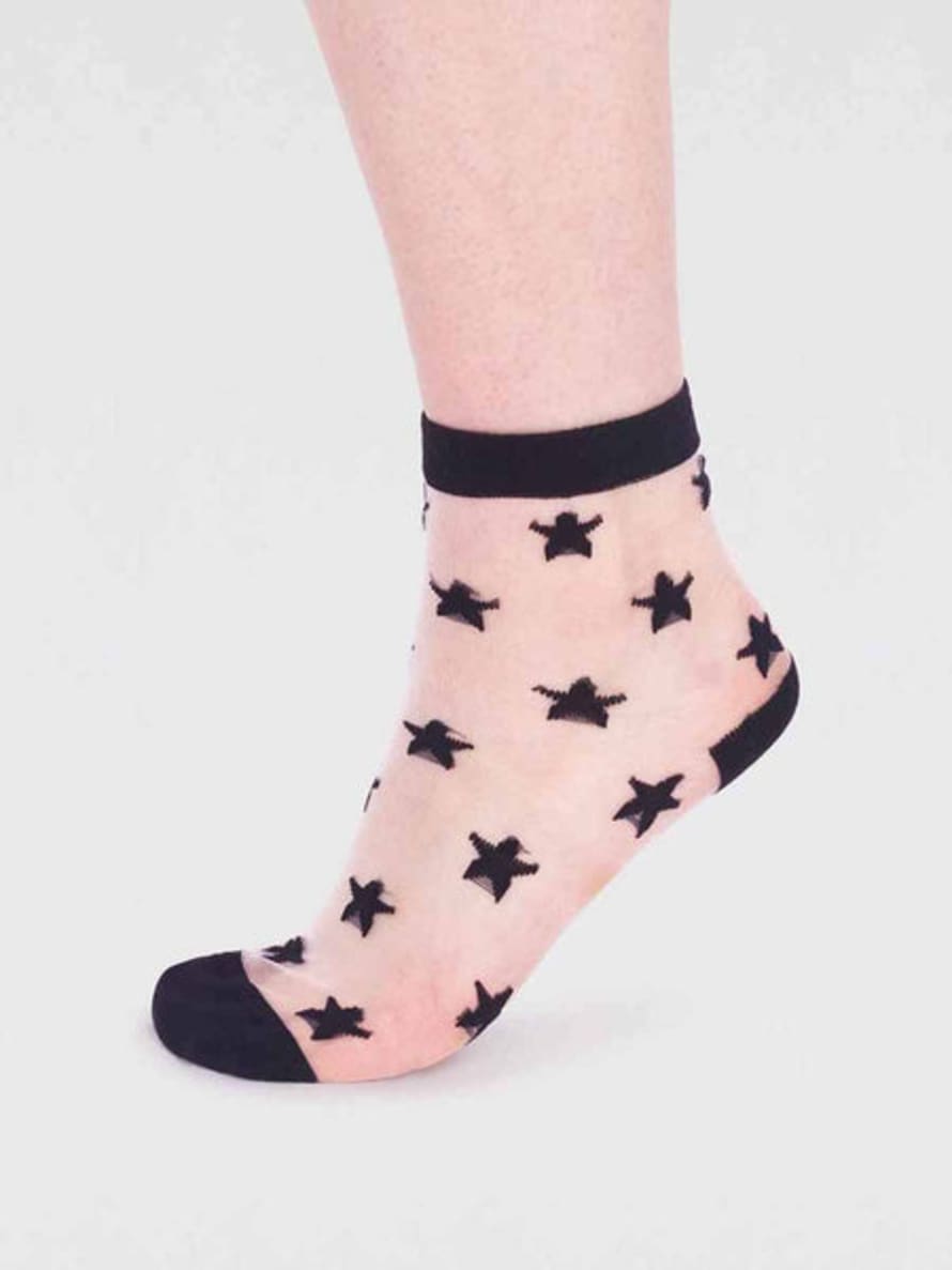 Thought Black Spw804 Astra Bamboo Star Mesh Socks 