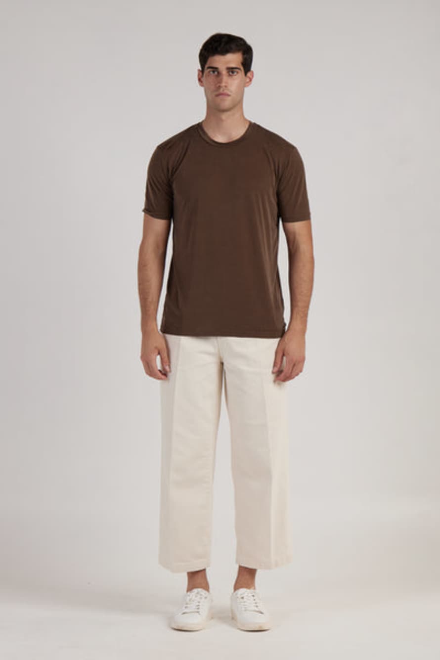 Daniele Fiesoli Brown Cotton Silk Round Neck T Shirt 