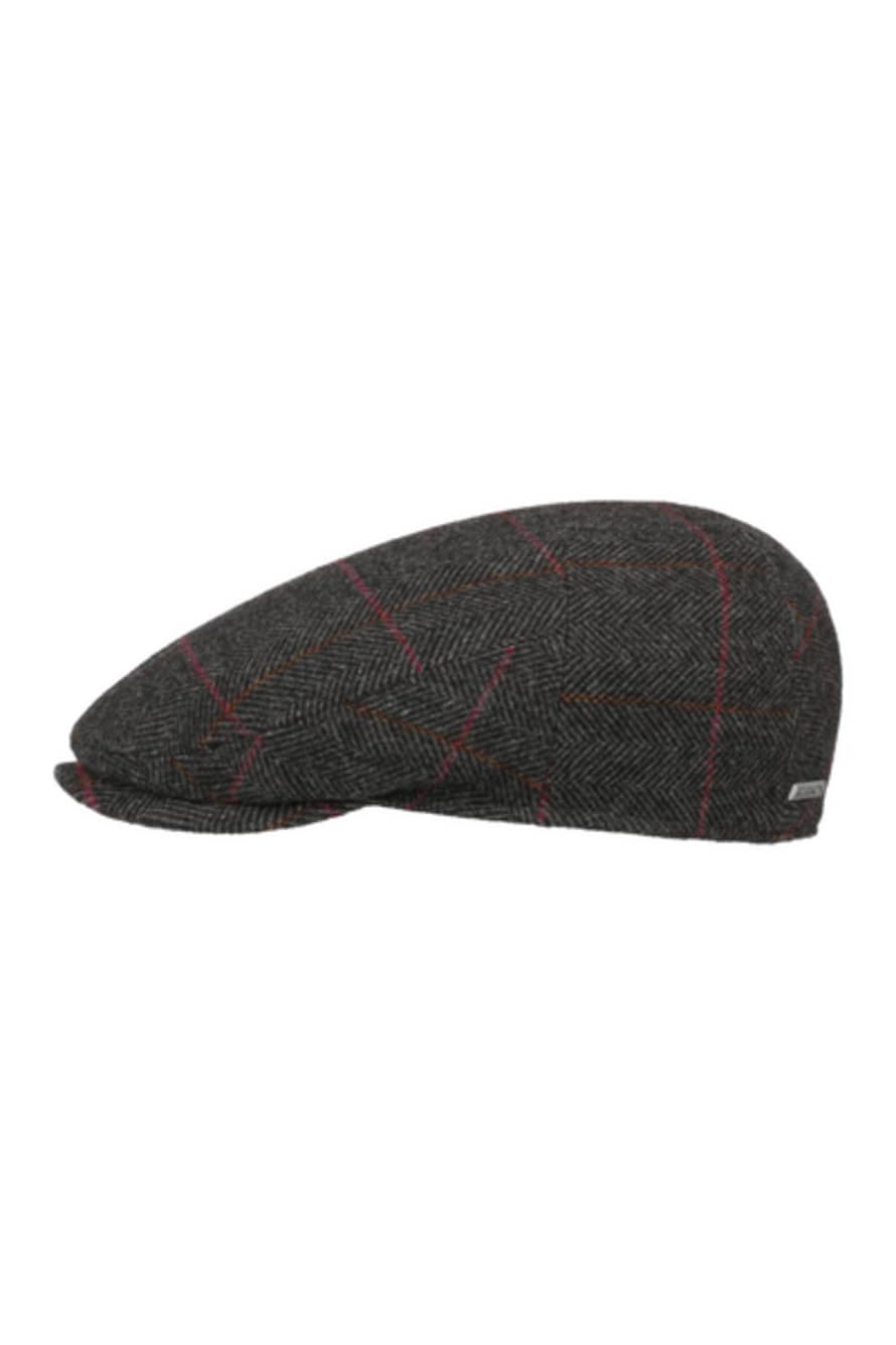 STETSON Grey and black Bendner Driver Wool Flat Cap