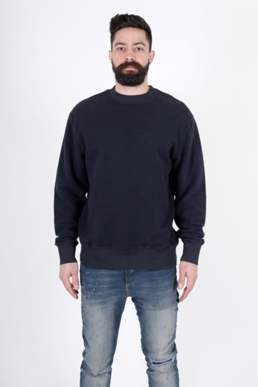 PT TORINO Navy Textured Cotton Sweatshirt