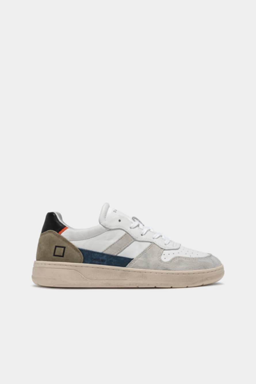 D.A.T.E White and Army Colored Court 2.0 Sneakers