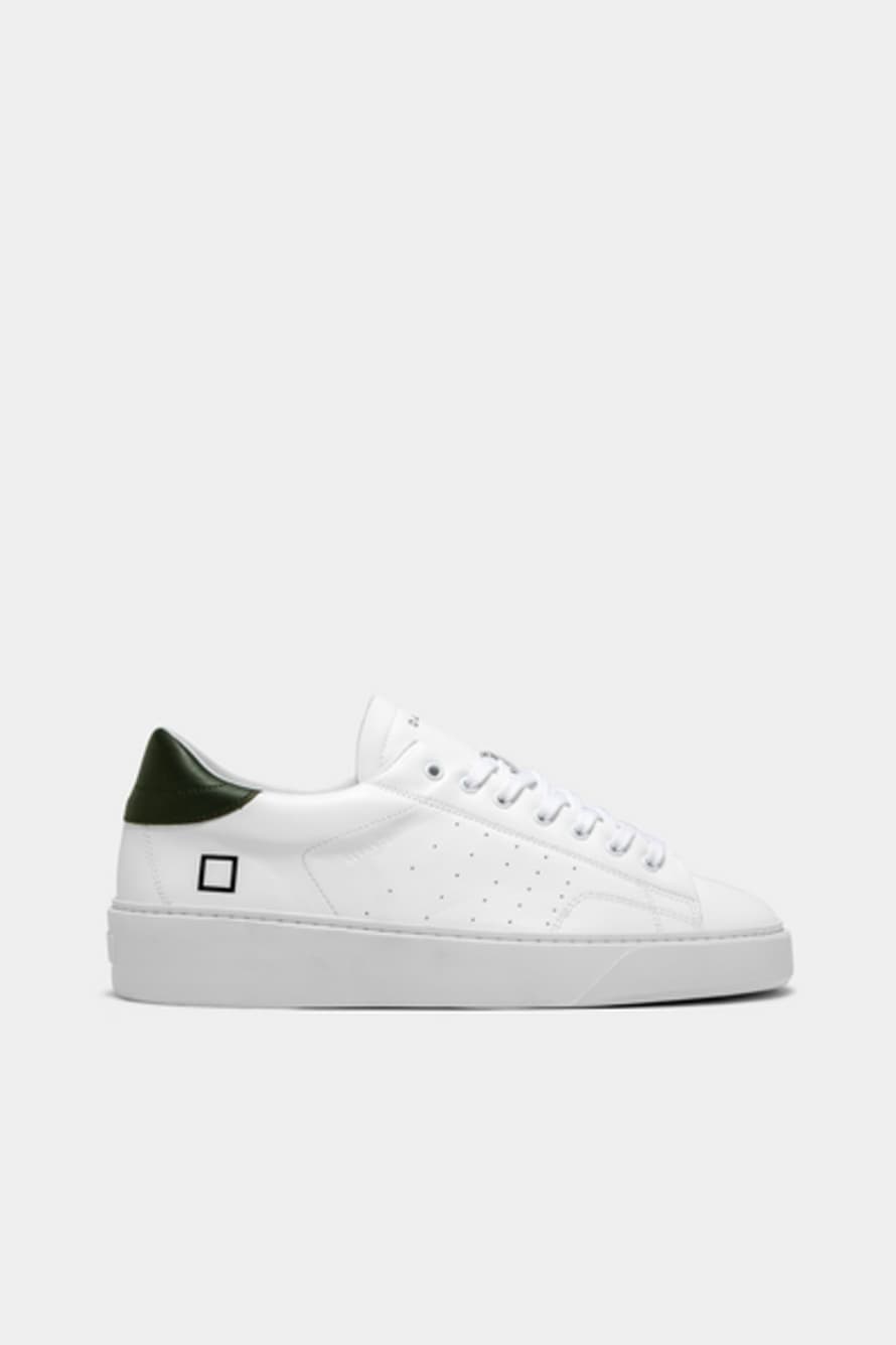 D.A.T.E White and Green Levante Calf Sneakers