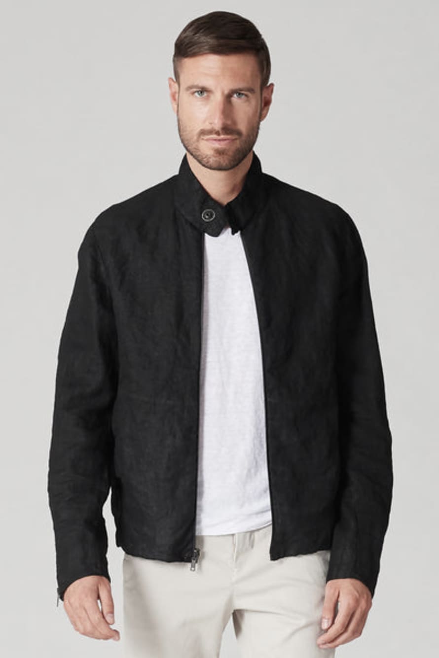 Transit Black Coated Linen Zipped Jacket