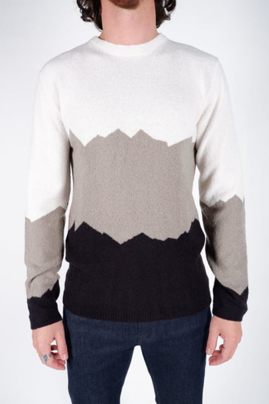 Daniele Fiesoli White and Black Peak Design Knitted Jumper